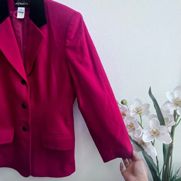 Requirements Vintage Women's 100% Wool 3 Buttons Red Blazer Jacket Old Money 10 - Picture 8 of 8